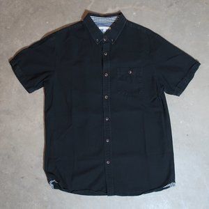 Marc Ecko. Men's Small. Short Sleeve Button-Down. Black w/ Checkered Accents.